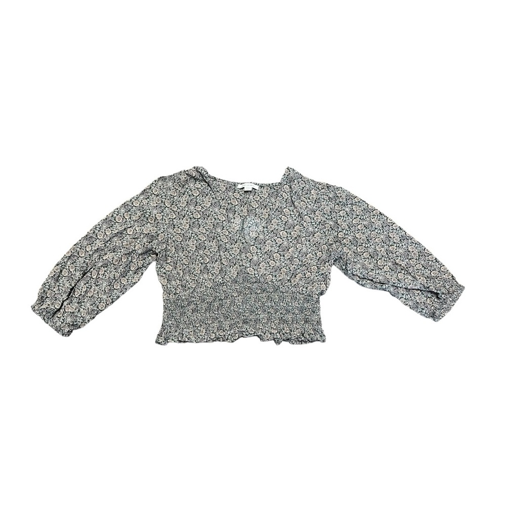 American Eagle peasant cropped floral boho smock top size medium